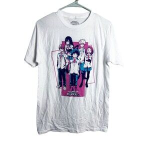 Funimation My Hero Academia White Crewneck Graphic T Shirt Medium Unisex